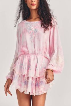 Style 1-4274187037-3011 LoveShackFancy Pink Size 8 Sleeves Mini Cocktail Dress on Queenly