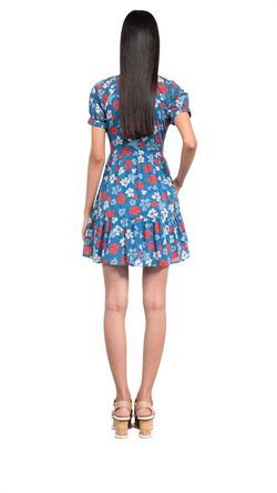 Style 1-433317572-2791 BANJANAN Blue Size 12 Sleeves Mini Pockets Cocktail Dress on Queenly