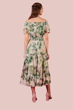 Style 1-467420582-2901 JESSIE LIU Green Size 8 Silk Floral Cocktail Dress on Queenly