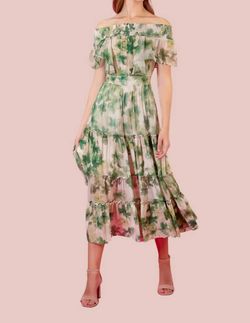Style 1-467420582-3236 JESSIE LIU Green Size 4 Free Shipping Floral Cocktail Dress on Queenly