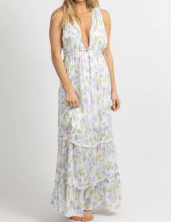 Style 1-486598987-2901 Fate by LFD Purple Size 8 Ruffles Floor Length Floral Straight Dress on Queenly