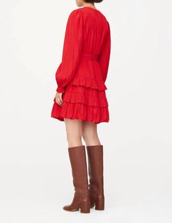 Style 1-540699679-2901 Marie Oliver Red Size 8 Long Sleeve Ruffles Cocktail Dress on Queenly