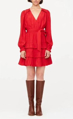 Style 1-540699679-3236 Marie Oliver Red Size 4 Sleeves V Neck Tall Height Polyester Cocktail Dress on Queenly