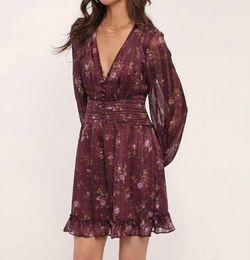 Style 1-826202745-2793 heartloom Purple Size 12 Plus Size V Neck Print Cocktail Dress on Queenly