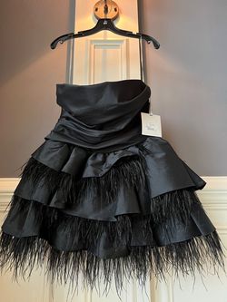 Style 51090 Tarik Ediz Black Size 10 Prom Strapless Cocktail Dress on Queenly