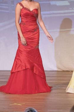 Sherri Hill Red Size 4 Floor Length Pageant Mermaid Dress on Queenly