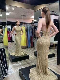 Sherri Hill Gold Size 0 Cape Floor Length A-line Dress on Queenly