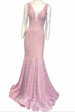 Style 42784 Jovani Purple Size 4 Lace 42784 Lavender Mermaid Dress on Queenly