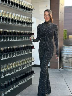 Jovani Black Size 2 Floor Length Jersey Gala Jumpsuit Dress on Queenly