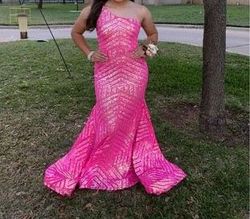 Jovani Pink Size 2 One Shoulder Floor Length Mermaid Dress on Queenly