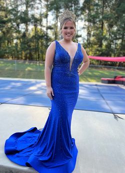 Royal We Blue Size 12 Plunge Prom 50 Off Mermaid Dress on Queenly