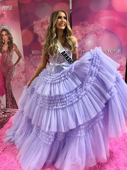 Style 55309 Sherri Hill Light Purple Size 6 Sheer Tall Height Lavender Ball gown on Queenly