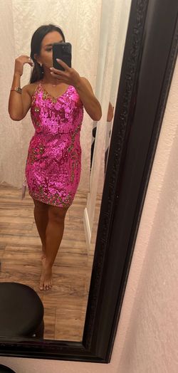 Jasz Couture Pink Size 0 Mini Homecoming Jersey Nightclub Cocktail Dress on Queenly