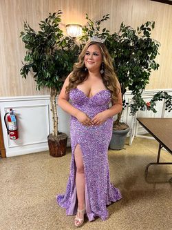 Portia and Scarlett Purple Size 16 Pageant Black Tie Lavender Prom Side slit Dress on Queenly