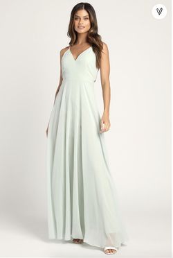 Style 1789136 Lulus Light Green Size 8 Spaghetti Strap Sorority Straight Dress on Queenly