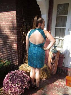 Sherri Hill Blue Size 16 Homecoming Plus Size Jewelled Nightclub Cocktail Dress on Queenly