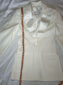 ASOS White Size 4 Long Sleeve Graduation Sorority Formal Blazer Jumpsuit Dress on Queenly
