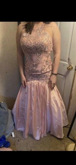 Sherri Hill Pink Size 12 Halter Military Mermaid Dress on Queenly