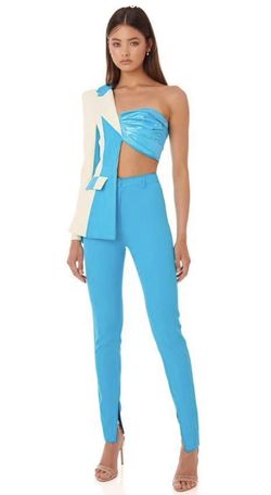 Eliya the Label Blue Size 4 Blazer 50 Off Jumpsuit Dress on Queenly
