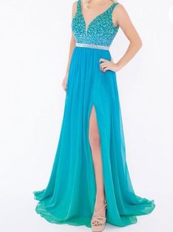 Style 77587 Mac Duggal Blue Size 0 Jewelled 50 Off Straight Dress on Queenly