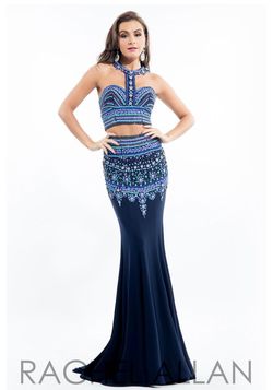Style 7065RA Rachel Allan Blue Size 10 Navy Two Piece 7065ra Floor Length A-line Dress on Queenly
