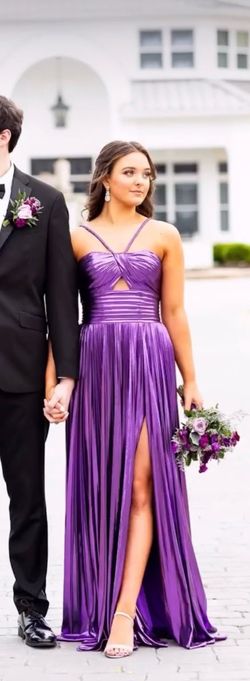 Style #55930 Sherri Hill Purple Size 4 Tall Height Strapless #55930 Black Tie Straight Dress on Queenly