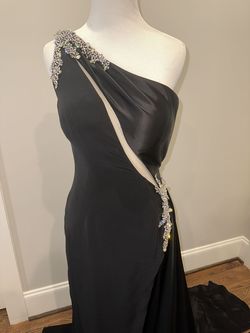 Sherri Hill Black Tie Size 0 Floor Length Side slit Dress on Queenly