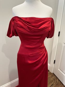 Jovani Red Size 00 Black Tie Floor Length Side slit Dress on Queenly