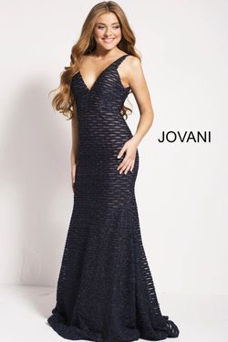 Style 59631 Jovani Blue Size 16 Military Fitted Straight Dress on Queenly