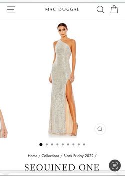 Style 2023 collection Macduggal 2023 collection Silver Size 0 Medium Height 2023 Collection Side slit Dress on Queenly
