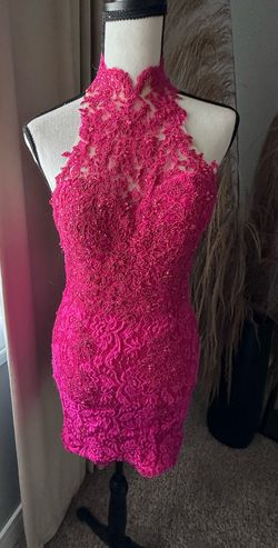 Mori Lee Pink Size 0 High Neck Jersey Cocktail Dress on Queenly