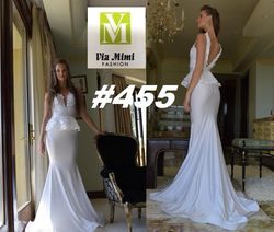 Style 455 Jessica Angel White Size 4 Floor Length Tall Height 455 Mermaid Dress on Queenly