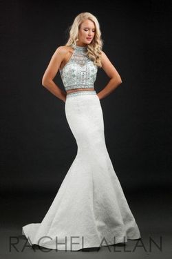 Style 7134 Rachel Allan White Size 0 High Neck 7134 Floor Length Mermaid Dress on Queenly