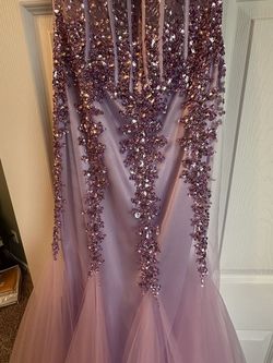 Style 5908 Jovani Purple Size 2 Strapless Sheer Mermaid Dress on Queenly