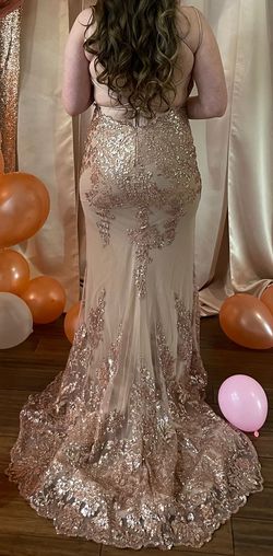 Portia and Scarlett Pink Size 8 Rose Gold Square Square Neck Floor Length Mermaid Dress on Queenly