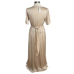 Baltic Born Nude Size 12 Belt Plus Size Satin Floor Length A-line Dress on Queenly