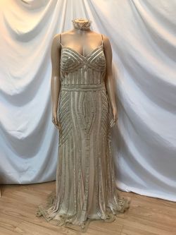 Silver Size 24 Mermaid Dress on Queenly