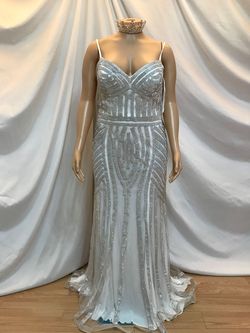 Silver Size 24 Mermaid Dress on Queenly