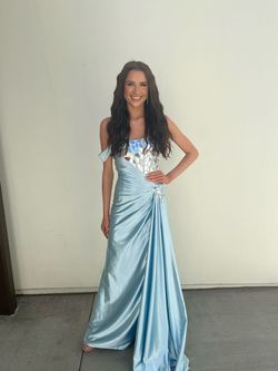 Sherri Hill Blue Size 2 Floor Length Tall Height Straight Dress on Queenly