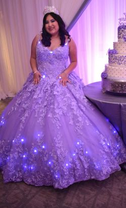 Style PR30120 Princess Ariana Purple Size 14 Quinceanera Floor Length Train Dress on Queenly