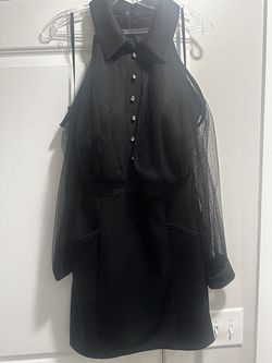 Style 2632 Johnathan Kayne Black Size 14 Sheer High Neck Plus Size Cocktail Dress on Queenly