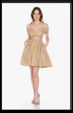 Lenovia Gold Size 16 Prom Floor Length Jersey Plus Size Straight Dress on Queenly