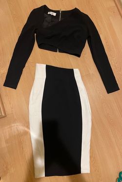 House of CB Black Size 0 Jersey Two Piece Sleeves Long Sleeve Cocktail Dress on Queenly