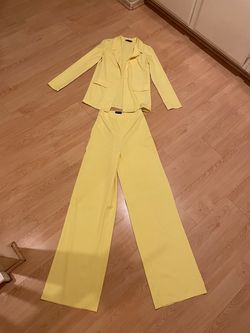 Pretty Little Thing Yellow Size 6 Sorority Blazer Floor Length Jumpsuit Dress on Queenly