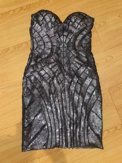 Jovani Gray Size 00 Strapless Cocktail Dress on Queenly