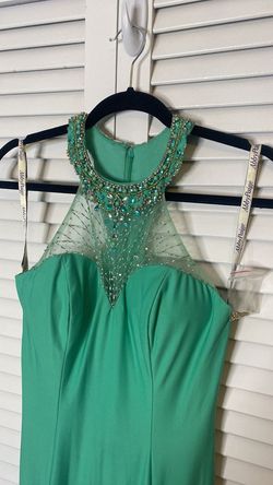 Abby Paris Light Green Size 8 Black Tie Floor Length Side slit Dress on Queenly