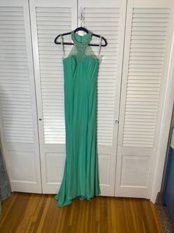 Abby Paris Light Green Size 8 Halter Side slit Dress on Queenly