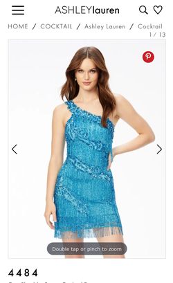 Style 4484 Ashley Lauren Blue Size 4 Mini One Shoulder Cocktail Dress on Queenly