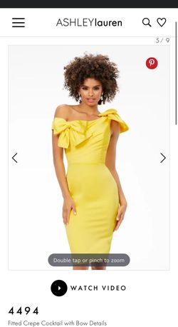 Style 4494 Ashley Lauren Yellow Size 0 Homecoming 4494 One Shoulder Cocktail Dress on Queenly