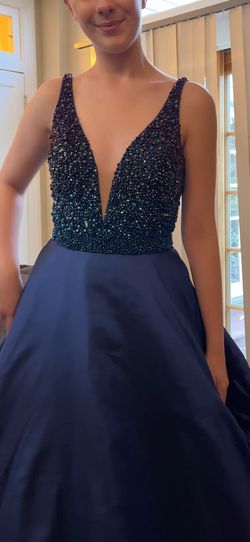 Sherri Hill Blue Size 4 Shiny Jersey 70 Off Tall Height Ball gown on Queenly